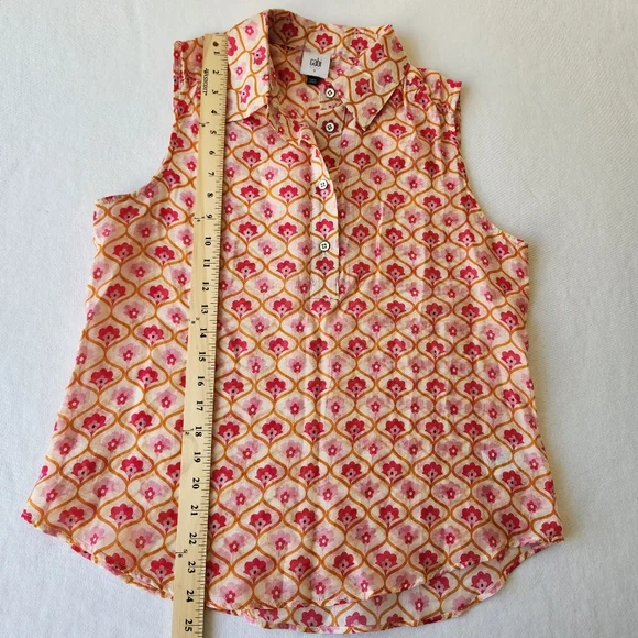 Cabi Bungalow Top Spring 2023 Floral Print Pink Cute Pretty Sleeveless Small - Picture 13 of 13